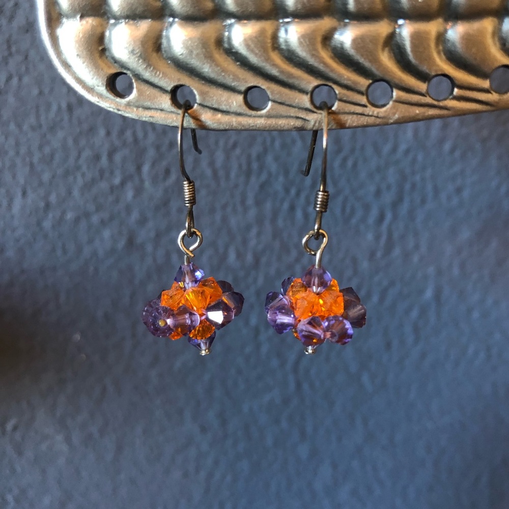 Orange & Purple Swarovski Crystal Earrings